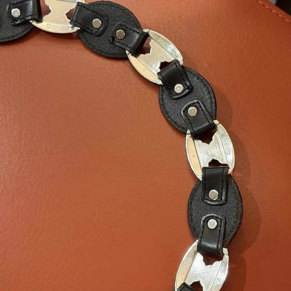VINTAGE Tony Lama Western Concho Belt Sz 36 Black Leather Silver Tone USA 5293L - Picture 16 of 16